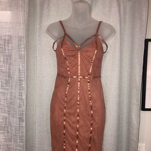 Suede Blush Pink midi dress